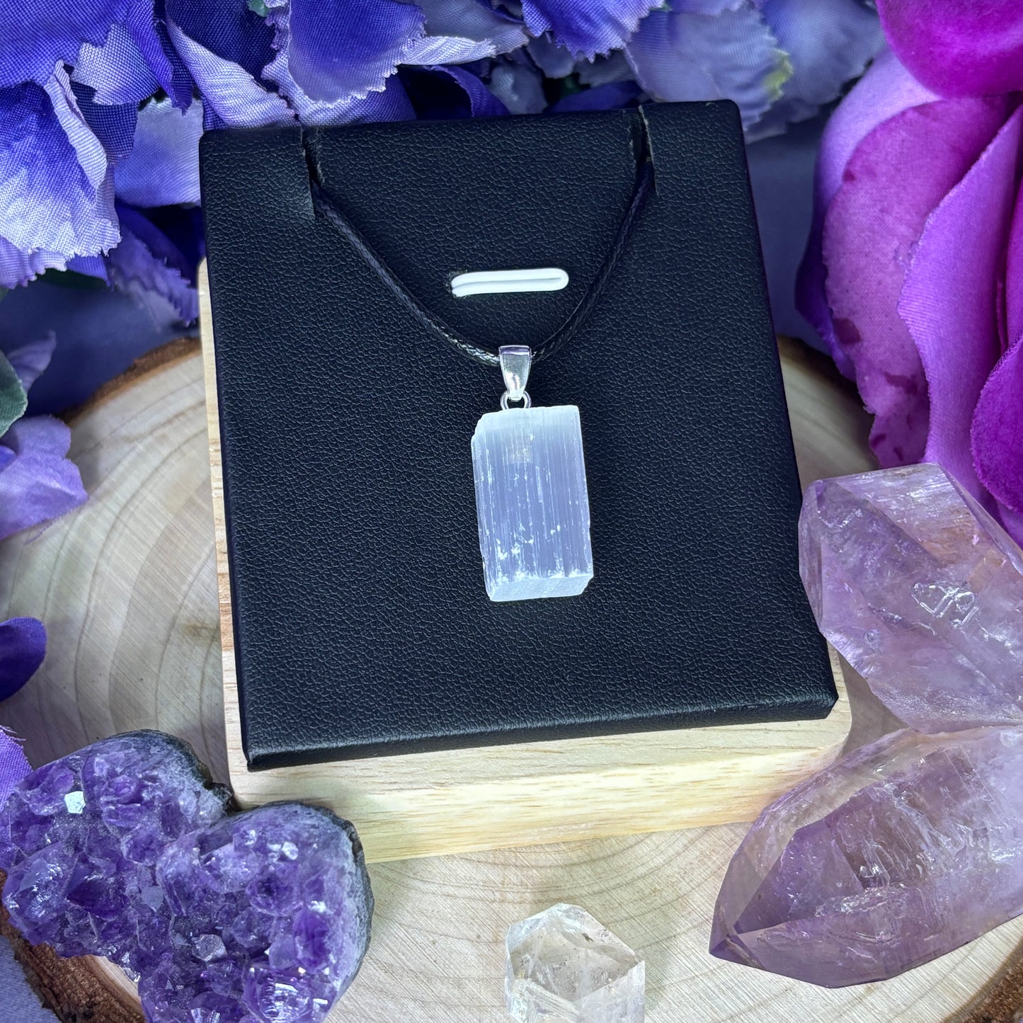 Brazilian Raw Selenite Sterling Silver Pendant