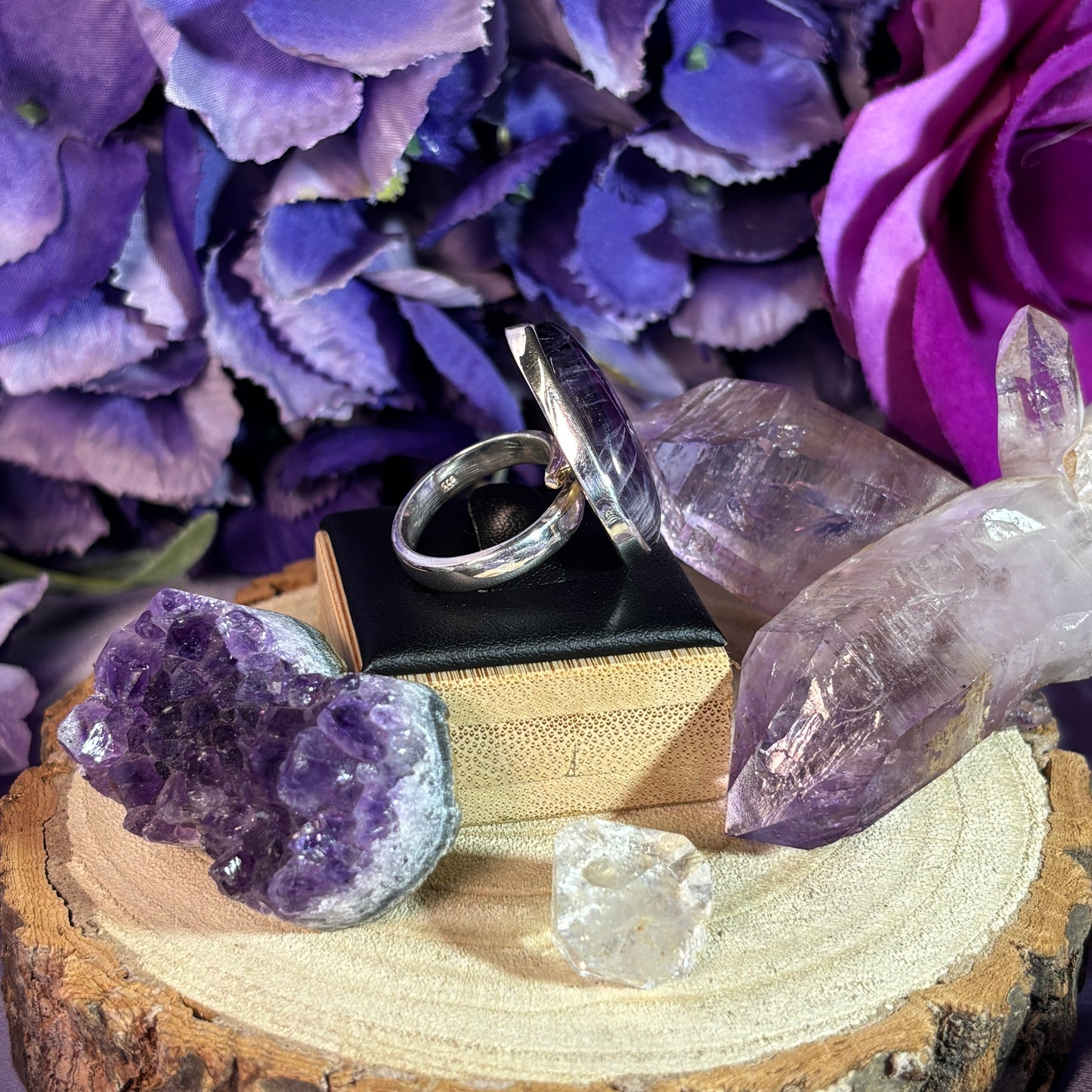 Sterling Silver Statement Amethyst Teardrop Ring