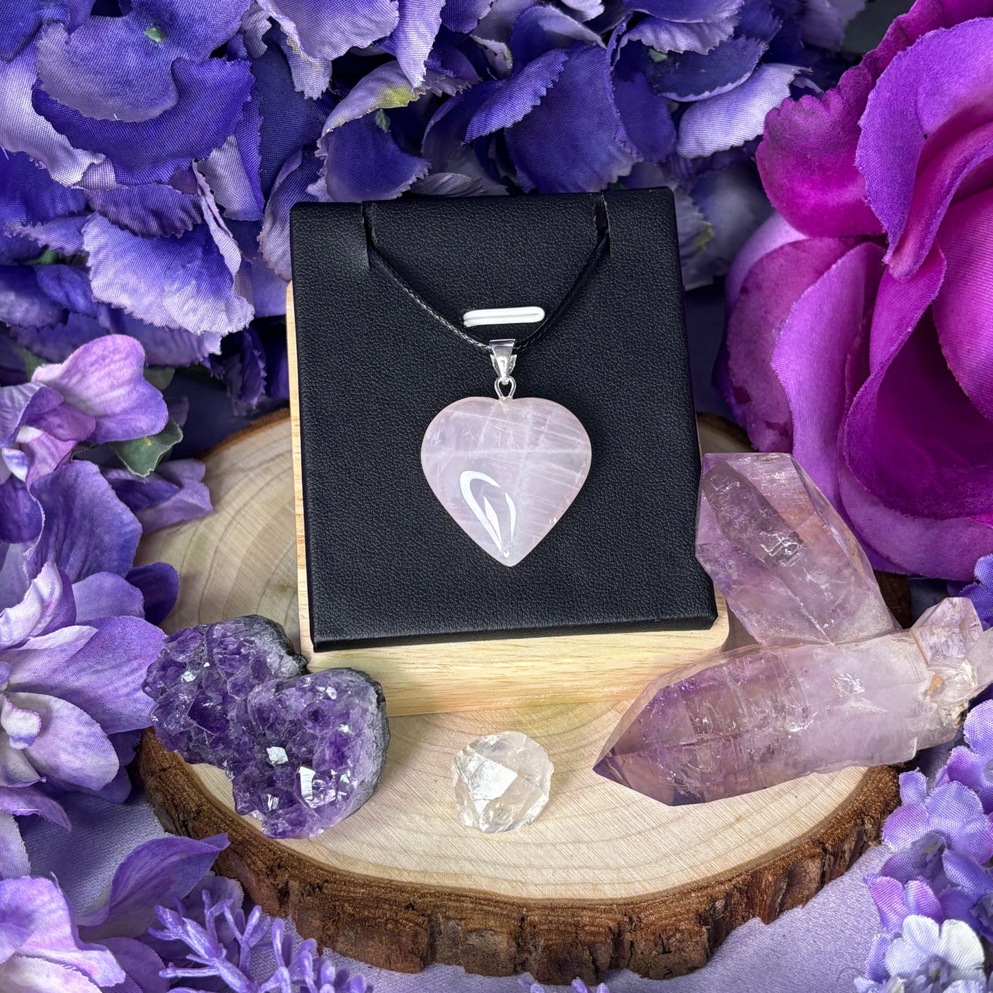 Brazilian Polished Rose Quartz Heart Sterling Silver Pendant