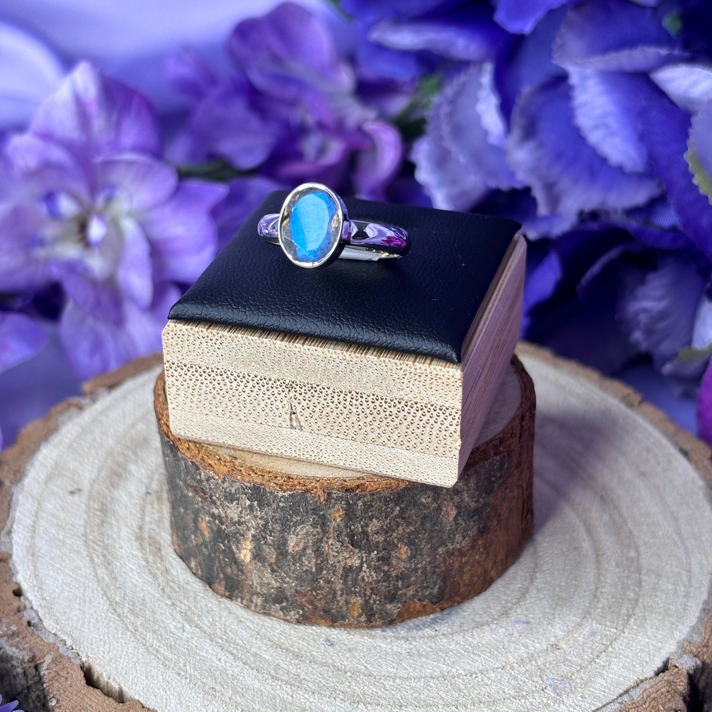 Sterling Silver Faceted Labradorite Ring