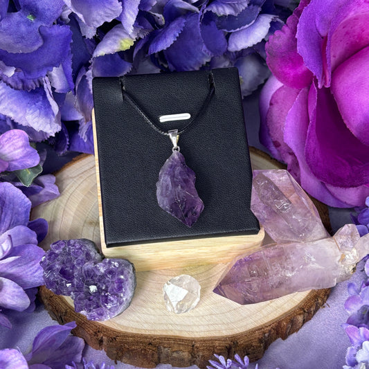 Brazilian Raw Amethyst Point Sterling Silver Pendant