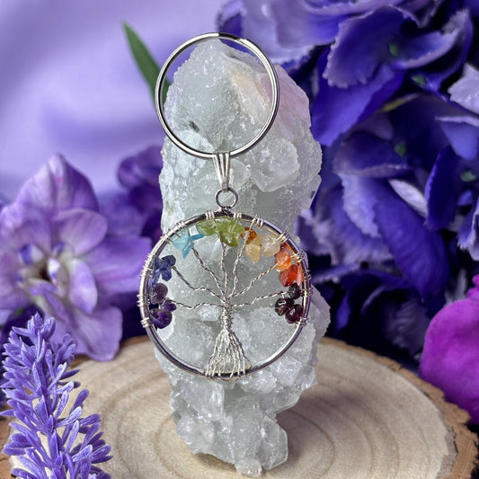 Chakra Chip Tree of Life Keyring